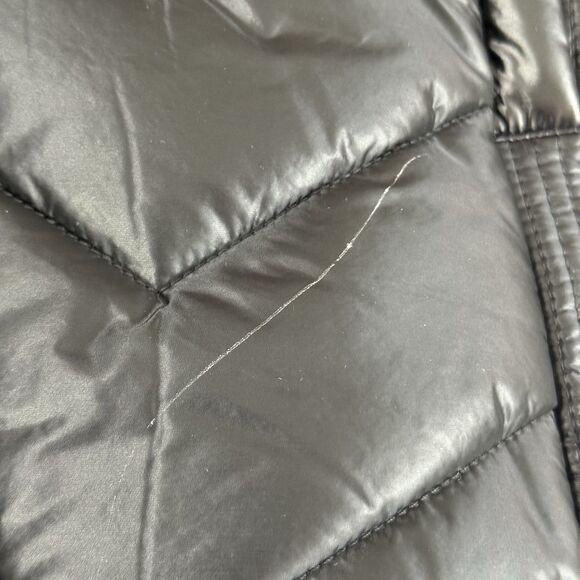 Justice puffer jacket black shimmer water resistant removable hood pockets - Picture 8 of 16